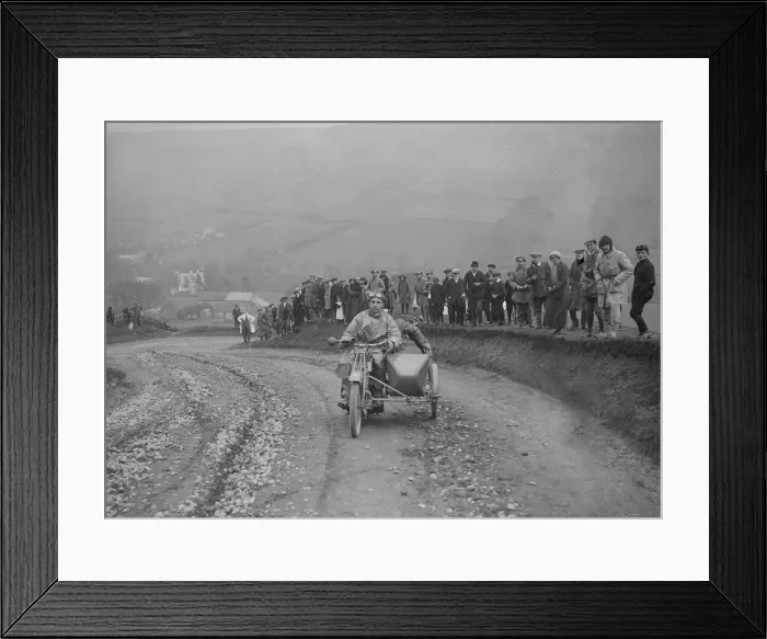 Framed Print : Unidentified motorcycle and sidecar, Rosedale Chimney Bank, Yorkshire, c1920-c1939 Framed Print : Unidentified motorcycle and sidecar, Rosedale Chimney Bank, Yorkshire, c1920-c1939