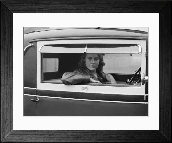 Framed Print : Kitty Brunell behind the wheel of a Talbot 14 / 45, c1930. Artist: Bill Brunell Framed Print : Kitty Brunell behind the wheel of a Talbot 14 / 45, c1930. Artist: Bill Brunell
