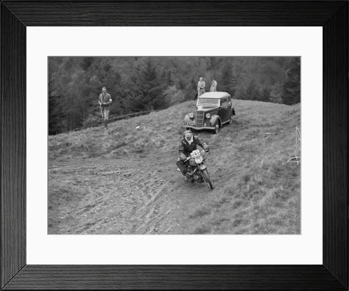 Framed Print : 490 cc AJW of GEH Godber-Ford competing in the MCC Edinburgh Trial, Roxburghshire, Scotland, 1938 Framed Print : 490 cc AJW of GEH Godber-Ford competing in the MCC Edinburgh Trial, Roxburghshire, Scotland, 1938