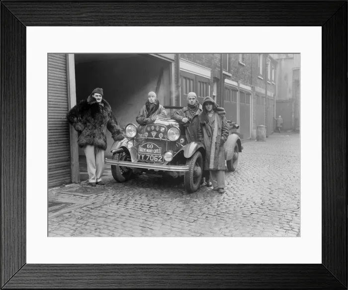Framed Print : Ford V8 Greyhound open tourer of JA Driskell, Monte Carlo Rally, 1934. Artist: Bill Brunell Framed Print : Ford V8 Greyhound open tourer of JA Driskell, Monte Carlo Rally, 1934. Artist: Bill Brunell