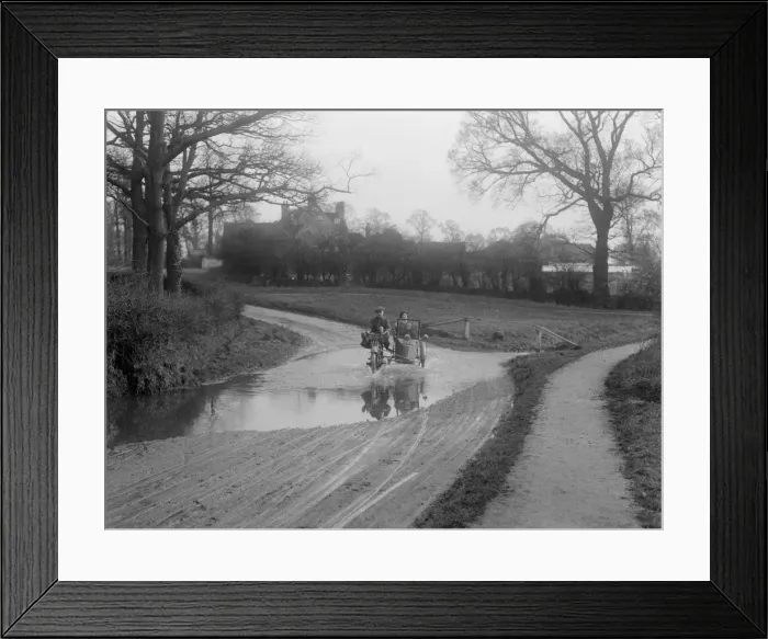 Framed Print : Bill Brunell riding a Clyno motorcycle and sidecar, c1920. Artist: Bill Brunell Framed Print : Bill Brunell riding a Clyno motorcycle and sidecar, c1920. Artist: Bill Brunell