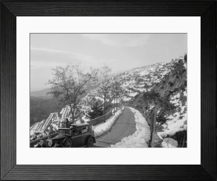 Framed Print : Kitty Brunells Talbot 14 / 45 saloon at the Monte Carlo Rally, 1930. Artist: Bill Brunell Framed Print : Kitty Brunells Talbot 14 / 45 saloon at the Monte Carlo Rally, 1930. Artist: Bill Brunell
