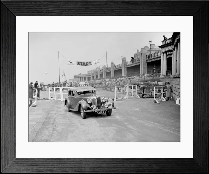Framed Print : MG SA of GB Hall competing in the Blackpool Rally, 1936. Artist: Bill Brunell Framed Print : MG SA of GB Hall competing in the Blackpool Rally, 1936. Artist: Bill Brunell