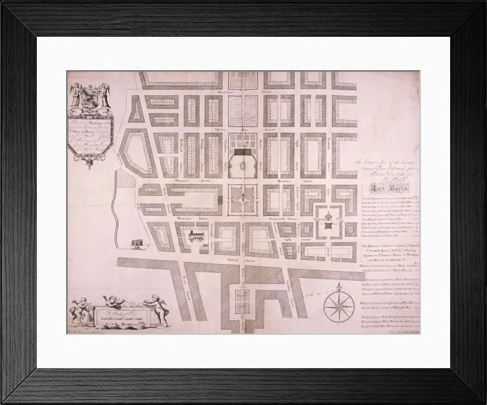 Framed Print : Plan of the area north of Oxford Street, London, 1719. Artist: John Prince Framed Print : Plan of the area north of Oxford Street, London, 1719. Artist: John Prince