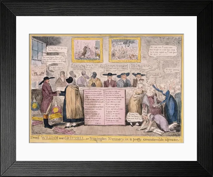Framed Print : Quaker Uproar, London, 1827. Artist: Isaac Robert Cruikshank Framed Print : Quaker Uproar, London, 1827. Artist: Isaac Robert Cruikshank