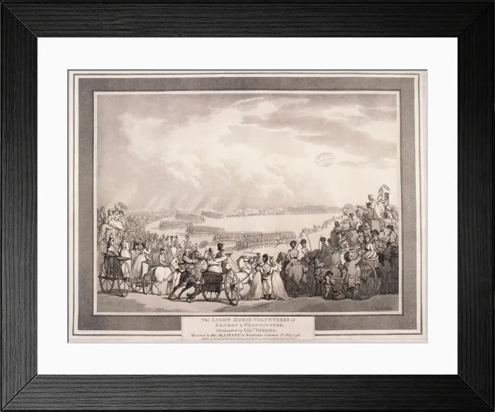 Framed Print : The Light Horse Volunteers of London & Westminster, 1798. Artist: Thomas Rowlandson Framed Print : The Light Horse Volunteers of London & Westminster, 1798. Artist: Thomas Rowlandson