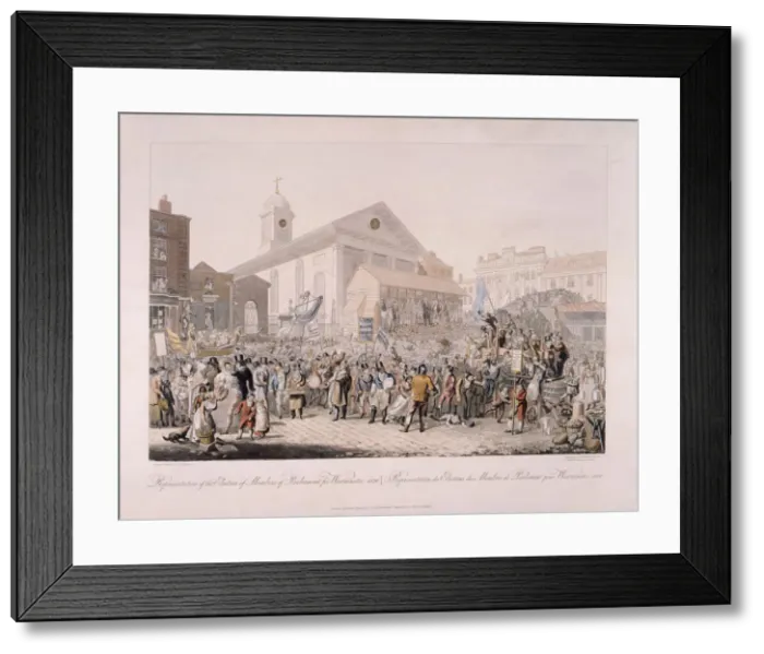 Framed Print : Election in Covent Garden, London, 1818. Artist: Rudolph Ackermann Framed Print : Election in Covent Garden, London, 1818. Artist: Rudolph Ackermann