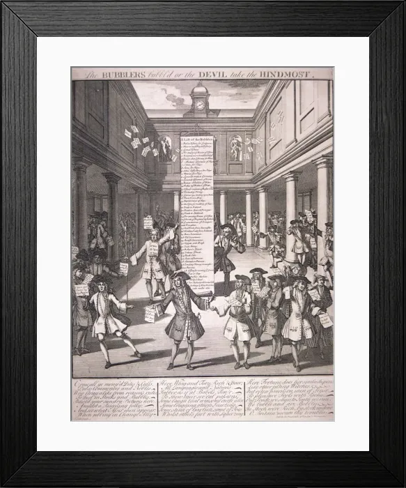 Framed Print : Stock Exchange, London, 1720. Artist: James Cole Framed Print : Stock Exchange, London, 1720. Artist: James Cole
