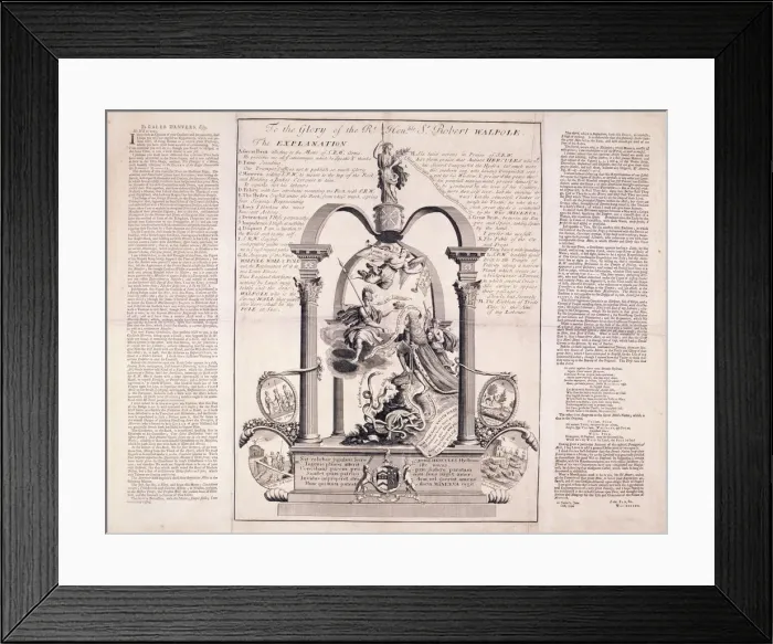 Framed Print : To the Glory of the Rt Honble Sr Robert Walpole, 1730. Artist: F Dumouchel Framed Print : To the Glory of the Rt Honble Sr Robert Walpole, 1730. Artist: F Dumouchel