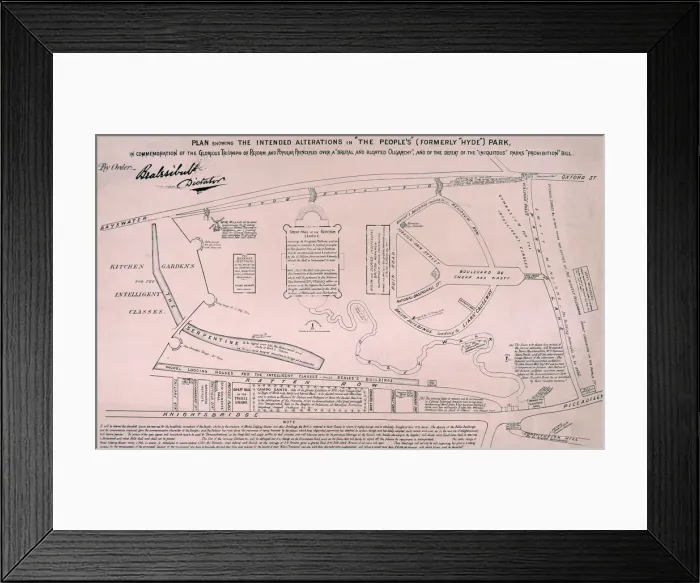 Framed Print : Plan of Hyde Park, 1867 Framed Print : Plan of Hyde Park, 1867