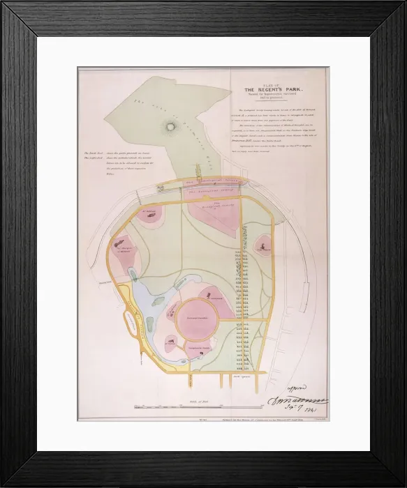 Framed Print : Plan of Regents Park, 1841 Framed Print : Plan of Regents Park, 1841