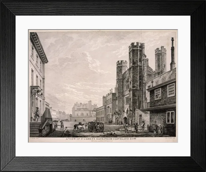 Framed Print : St Jamess Gate leading to St Jamess Palace, London, 1766 Artist: Edward Rooker Framed Print : St Jamess Gate leading to St Jamess Palace, London, 1766 Artist: Edward Rooker