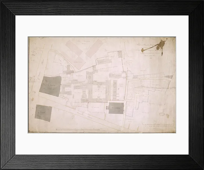 Framed Print : Plan of Christs Hospital, Newgate Street, London and its adjoining estate, 1819 Framed Print : Plan of Christs Hospital, Newgate Street, London and its adjoining estate, 1819