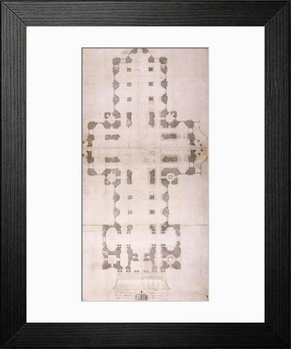 Framed Print : Plan of St Pauls Cathedral, London, 1758. Artist: John Gwyn Framed Print : Plan of St Pauls Cathedral, London, 1758. Artist: John Gwyn