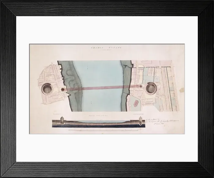 Framed Print : Plan and longitudinal section of the Thames Tunnel, London, 1842 Framed Print : Plan and longitudinal section of the Thames Tunnel, London, 1842
