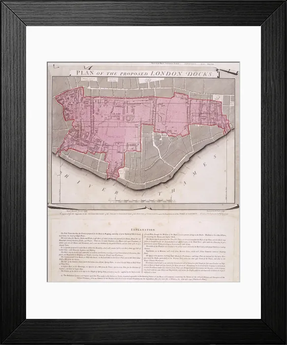 Framed Print : Plan for the proposed London Docks, Stepney, 1799 Framed Print : Plan for the proposed London Docks, Stepney, 1799