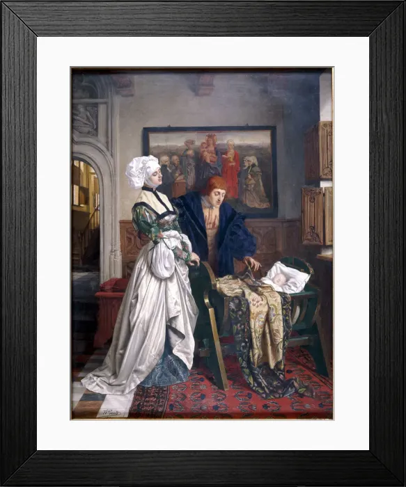 Framed Print : Charles V and Jeanne Vandergeynst at the Cradle of their Daughter Marguerite, 1870 Framed Print : Charles V and Jeanne Vandergeynst at the Cradle of their Daughter Marguerite, 1870