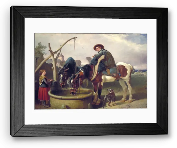 Framed Print : Horses at a well, 1854-1857. Artist: John Frederick Herring I Framed Print : Horses at a well, 1854-1857. Artist: John Frederick Herring I