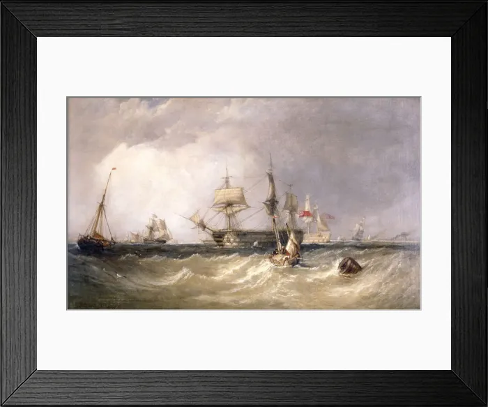 Framed Print : Men-of-War off Portsmouth, Hampshire, 1855. Artist: Clarkson Stanfield Framed Print : Men-of-War off Portsmouth, Hampshire, 1855. Artist: Clarkson Stanfield