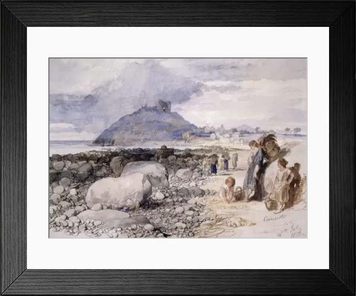 Framed Print : Criccieth, Wales, 1850. Artist: Sir John Gilbert Framed Print : Criccieth, Wales, 1850. Artist: Sir John Gilbert