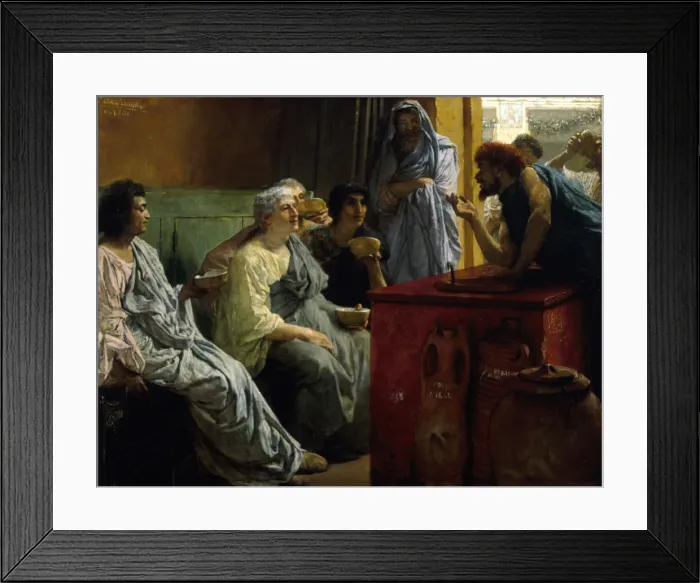Framed Print : The Wine Shop, 1869-1874. Artist: Sir Lawrence Alma-Tadema Framed Print : The Wine Shop, 1869-1874. Artist: Sir Lawrence Alma-Tadema
