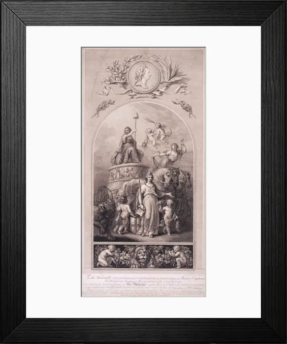 Framed Print : Britannia in her chariot, 1790. Artist: Peltro William Tomkins Framed Print : Britannia in her chariot, 1790. Artist: Peltro William Tomkins
