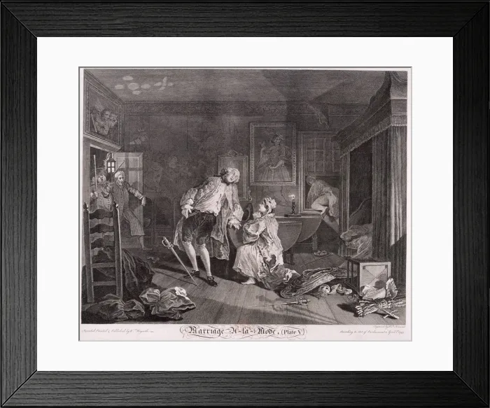 Framed Print : Marriage a la mode, Plate V, 1745. Artist: Simon Francois Ravenet Framed Print : Marriage a la mode, Plate V, 1745. Artist: Simon Francois Ravenet