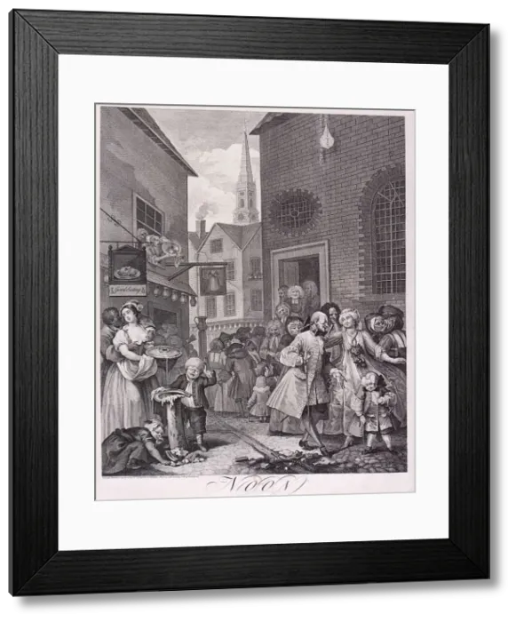 Framed Print : Noon, plate II from Times of Day, 1738. Artist: William Hogarth Framed Print : Noon, plate II from Times of Day, 1738. Artist: William Hogarth
