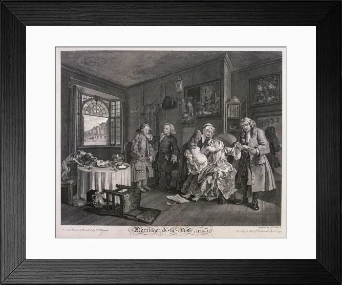 Framed Print : Marriage a la mode, Plate VI, 1745. Artist: Gerard Jean-Baptiste Scotin Framed Print : Marriage a la mode, Plate VI, 1745. Artist: Gerard Jean-Baptiste Scotin