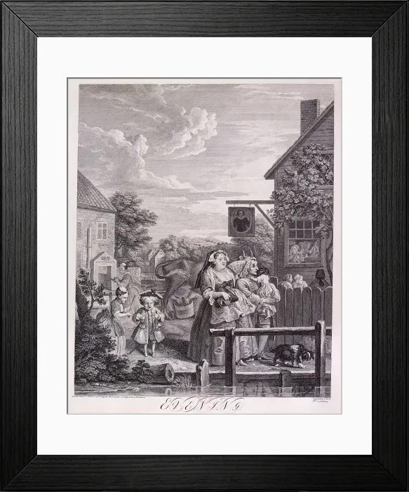 Framed Print : Evening, plate III from Times of Day, 1738. Artist: Bernard Baron Framed Print : Evening, plate III from Times of Day, 1738. Artist: Bernard Baron