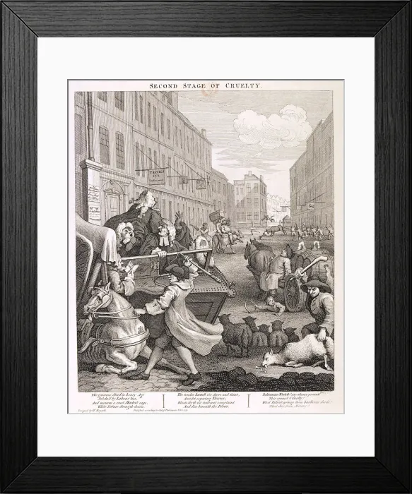 Framed Print : Second Stage of Cruelty, plate II from The Four Stages of Cruelty, 1751 Framed Print : Second Stage of Cruelty, plate II from The Four Stages of Cruelty, 1751