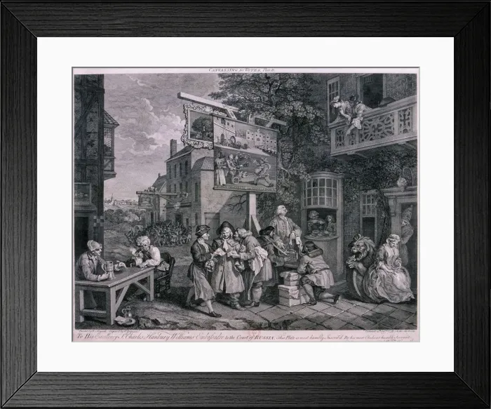 Framed Print : Canvassing for votes, 1757. Artist: Charles Grignion Framed Print : Canvassing for votes, 1757. Artist: Charles Grignion