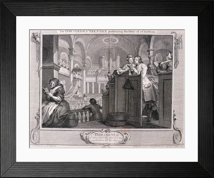 Framed Print : The industrious prentice performing the duty of a christian, from Industry and Idleness 1747 Framed Print : The industrious prentice performing the duty of a christian, from Industry and Idleness 1747