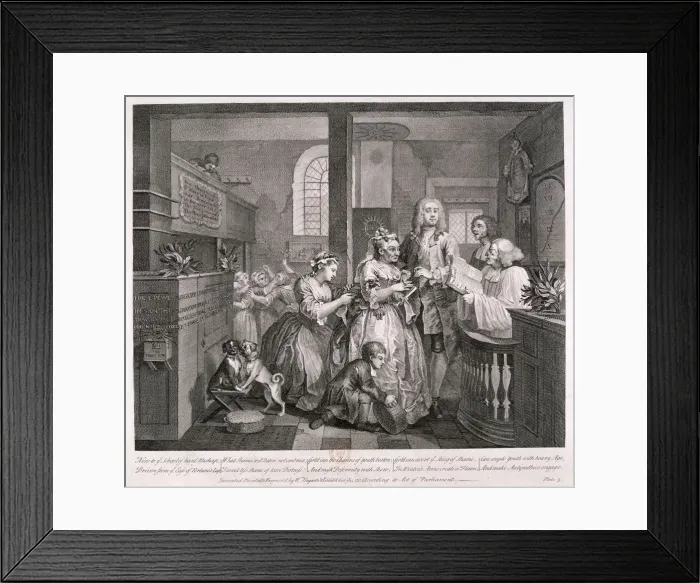 Framed Print : A Rakes Progress, 1735; plate V of VIII. Artist: William Hogarth Framed Print : A Rakes Progress, 1735; plate V of VIII. Artist: William Hogarth