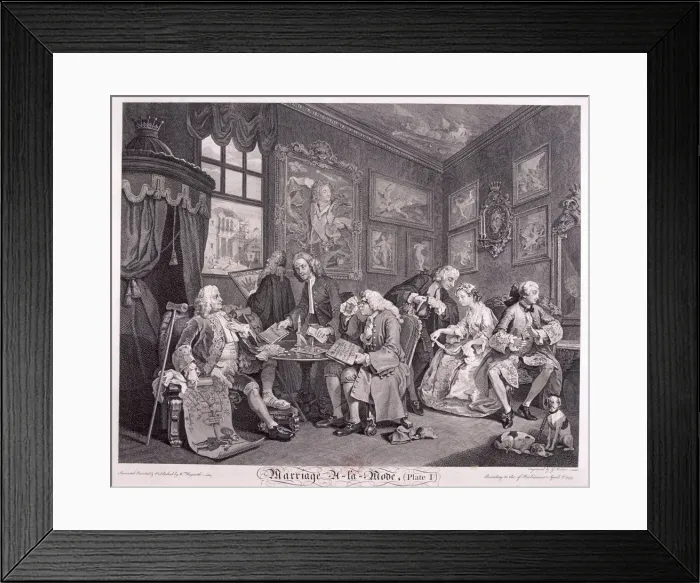 Framed Print : Marriage a la mode, 1745; plate I. Artist: Gerard Jean-Baptiste Scotin Framed Print : Marriage a la mode, 1745; plate I. Artist: Gerard Jean-Baptiste Scotin