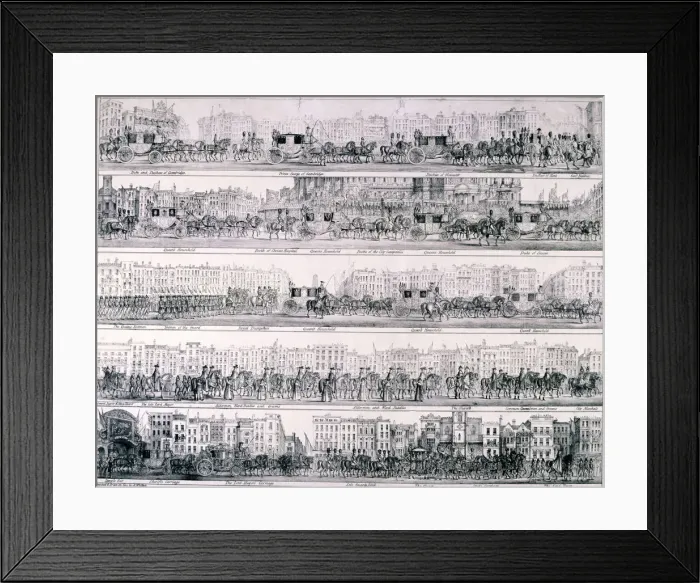 Framed Print : Queen Victorias Progress through London, 1837. Artist: Joseph Robins