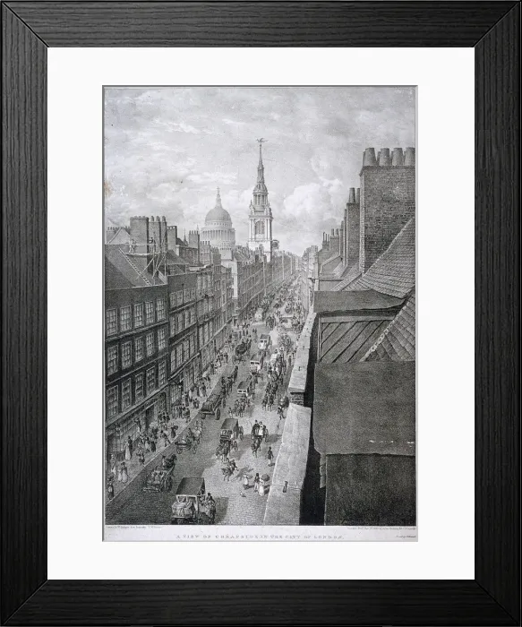 Framed Print : Cheapside, London, 1823. Artist: Thomas Mann Baynes Framed Print : Cheapside, London, 1823. Artist: Thomas Mann Baynes