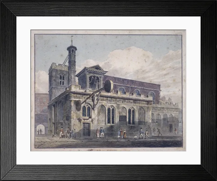 Framed Print : St Dunstan in the West, London, 1811. Artist: George Shepherd Framed Print : St Dunstan in the West, London, 1811. Artist: George Shepherd