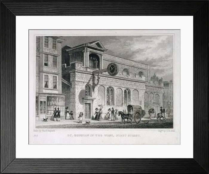Framed Print : St Dunstan in the West, London, 1829. Artist: James B Allen Framed Print : St Dunstan in the West, London, 1829. Artist: James B Allen