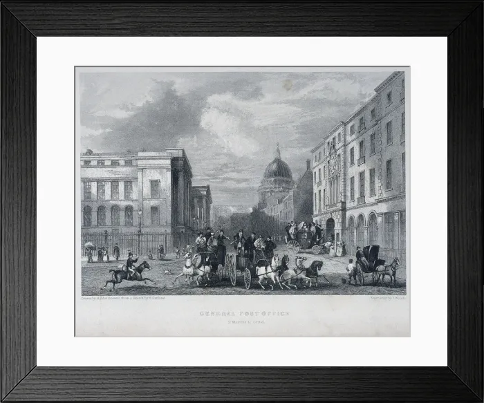 Framed Print : General Post Office, London, c1835. Artist: John Woods Framed Print : General Post Office, London, c1835. Artist: John Woods