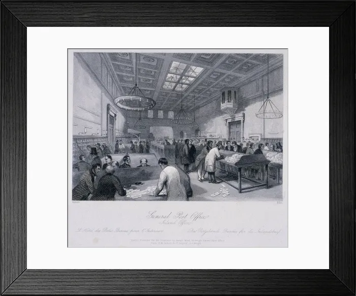 Framed Print : General Post Office, London, c1844. Artist: TH Ellis Framed Print : General Post Office, London, c1844. Artist: TH Ellis