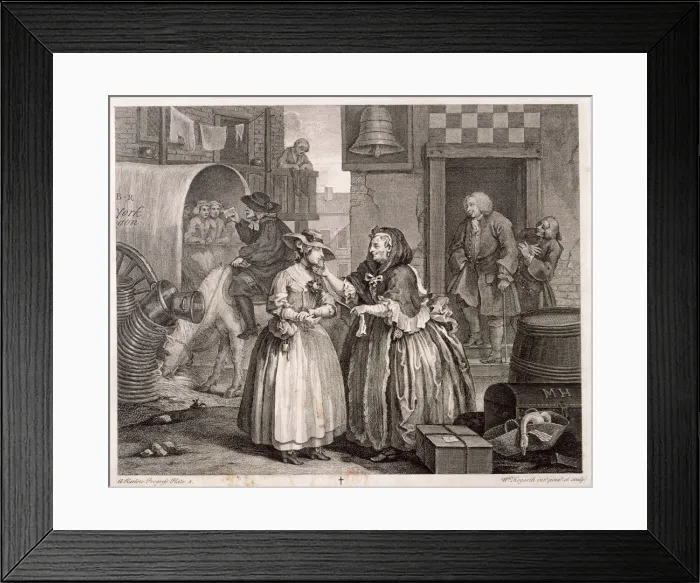 Framed Print : Innocence betrayed, or the journey to London, plate I of The Harlots Progress, 1732 Framed Print : Innocence betrayed, or the journey to London, plate I of The Harlots Progress, 1732