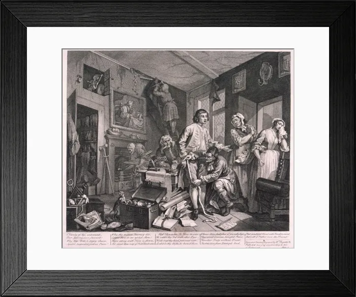 Framed Print : A Rakes Progress, 1735; plate I of VIII. Artist: William Hogarth Framed Print : A Rakes Progress, 1735; plate I of VIII. Artist: William Hogarth