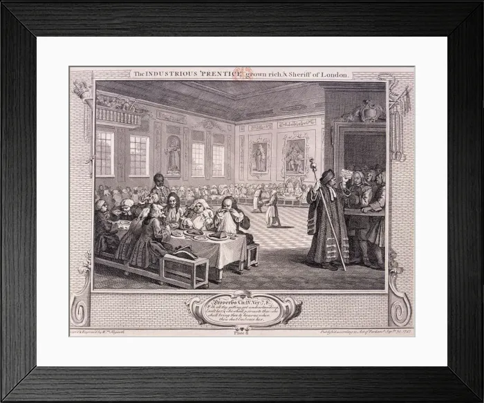 Framed Print : The industrious prentice grown rich... plate VIII of Industry and Idleness, 1747 Framed Print : The industrious prentice grown rich... plate VIII of Industry and Idleness, 1747