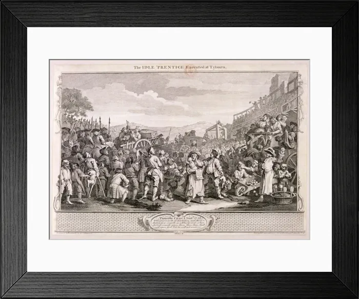 Framed Print : The idle prentice executed at Tyburn, plate XI of Industry and Idleness, 1747 Framed Print : The idle prentice executed at Tyburn, plate XI of Industry and Idleness, 1747