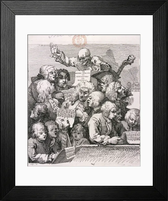 Framed Print : A chorus of singers, 1732. Artist: William Hogarth Framed Print : A chorus of singers, 1732. Artist: William Hogarth