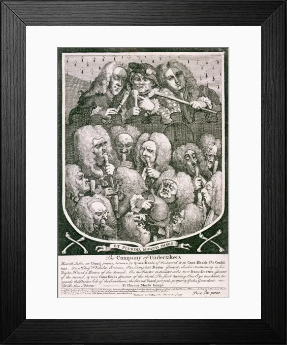 Framed Print : The Company of Undertakers, 1736. Artist: William Hogarth Framed Print : The Company of Undertakers, 1736. Artist: William Hogarth