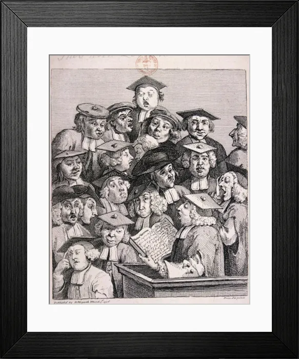 Framed Print : Scholars at a lecture, 1736. Artist: William Hogarth Framed Print : Scholars at a lecture, 1736. Artist: William Hogarth