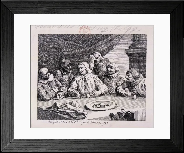 Framed Print : Columbus breaking the egg, 1753. Artist: William Hogarth Framed Print : Columbus breaking the egg, 1753. Artist: William Hogarth