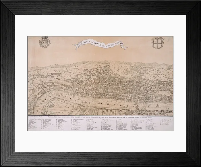 Framed Print : Map of London, c1560 Framed Print : Map of London, c1560